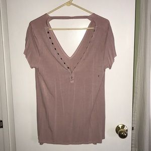 Pink button up t shirt from American eagle